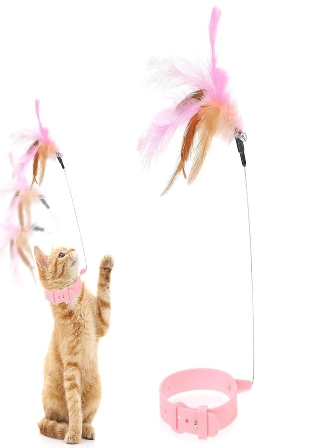 Qpets® Cat Toys, Cat Feather Collar with Teasing Toy, Adjustable Cat Collar Stylish Design Cat Interactive Toys, Elastic Toys for Kittens Funny Cat Playing Toys for Indoor (1Pcs, 20-32CM) - Image 1
